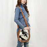 ADBG1315 Western Cowhide Saddle Shaped Bag - Tooled Leather Crossbody Purse