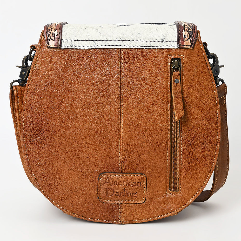 American Darling Hair-On Cowhide Western Leather Crossbody Bag with Hand-Tooled Accents
