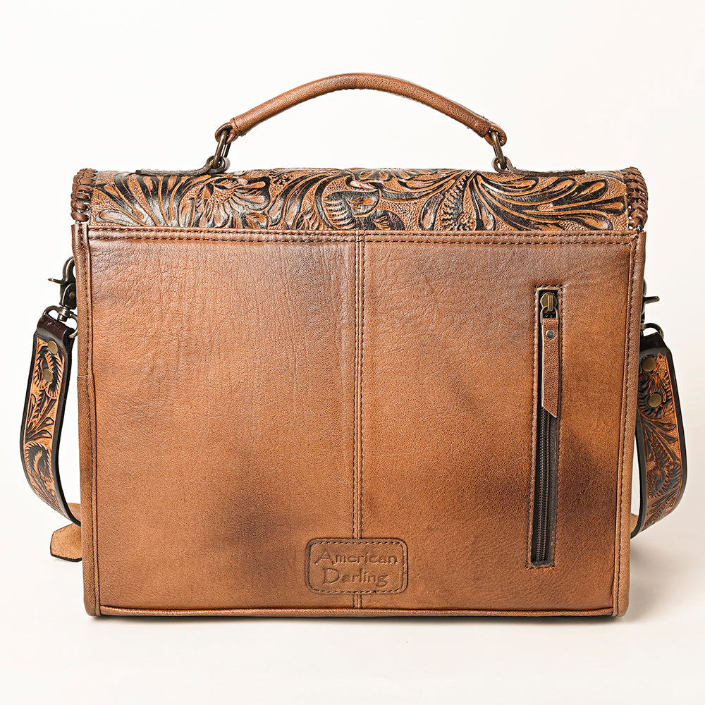 ADBG1318 Hand-Tooled Leather Briefcase - Western Floral Business Bag by American Darling