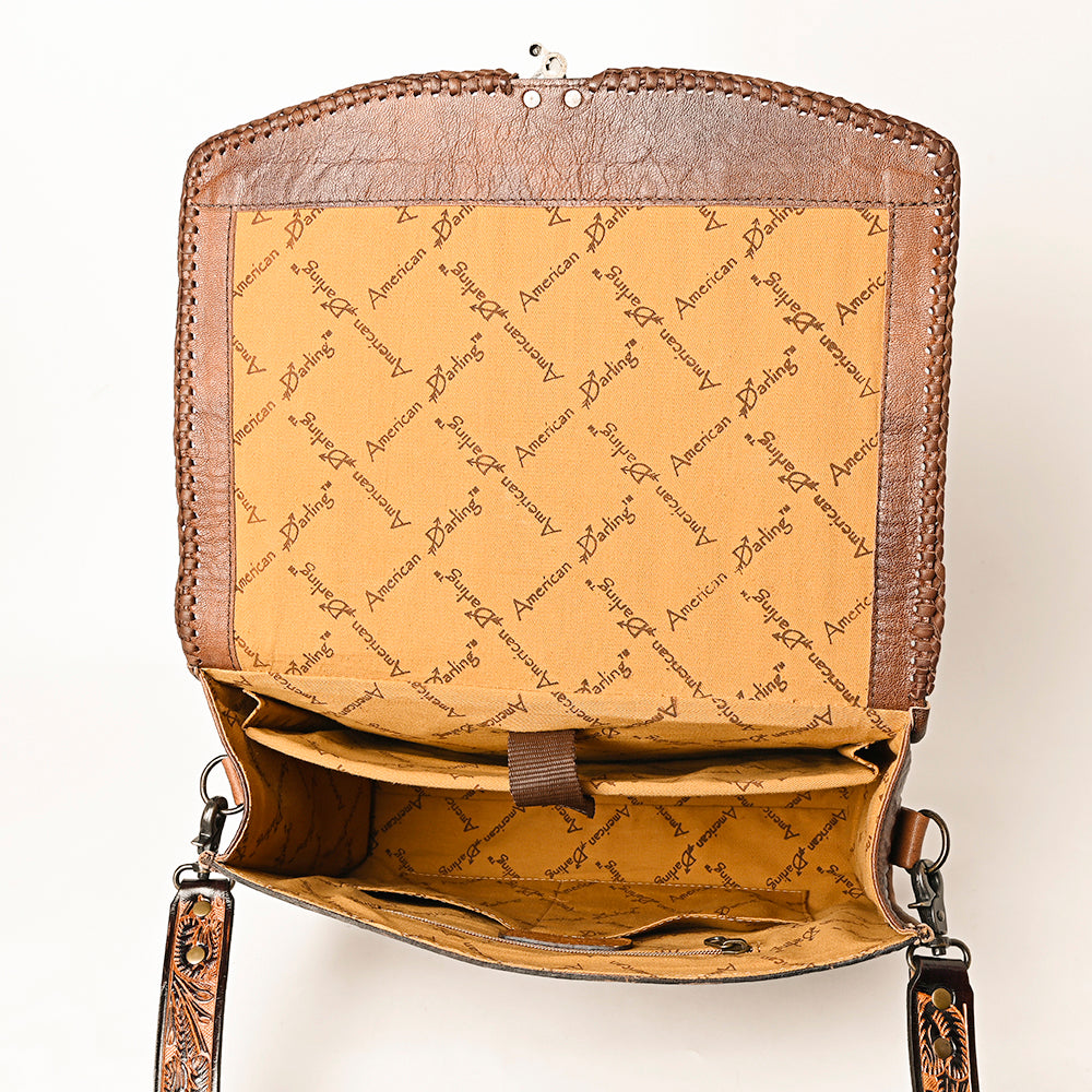 ADBG1318 Hand-Tooled Leather Briefcase - Western Floral Business Bag by American Darling