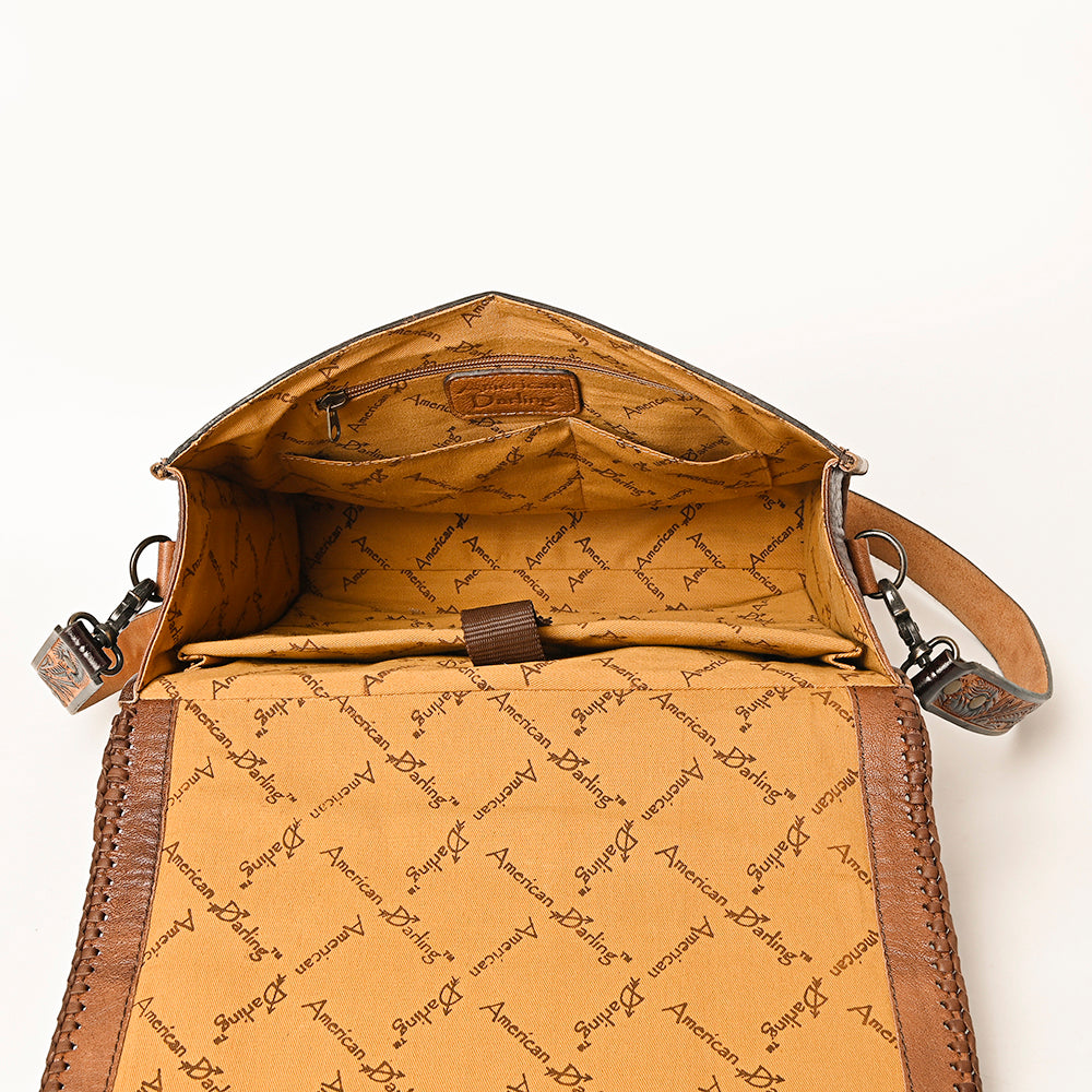 ADBG1318 Hand-Tooled Leather Briefcase - Western Floral Business Bag by American Darling