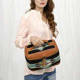 ADBG1320 Southwestern Wool & Leather Jewelry Case - Aztec Print Makeup Organizer