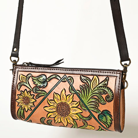 American Darling Sunflower Crossbody Hand-Tooled Leather Floral Western Bag