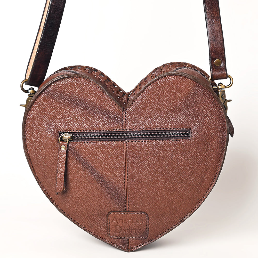 ADBGA476 American Darling Heart-Shaped Cowhide Canteen Tooled Leather Western Purse