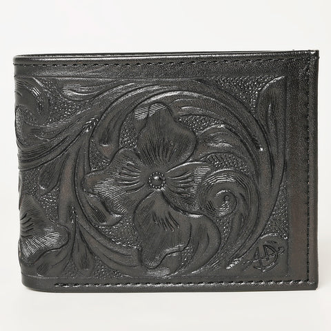 American Darling Hand Tooled Leather Bifold Wallet -Floral Carved Purse