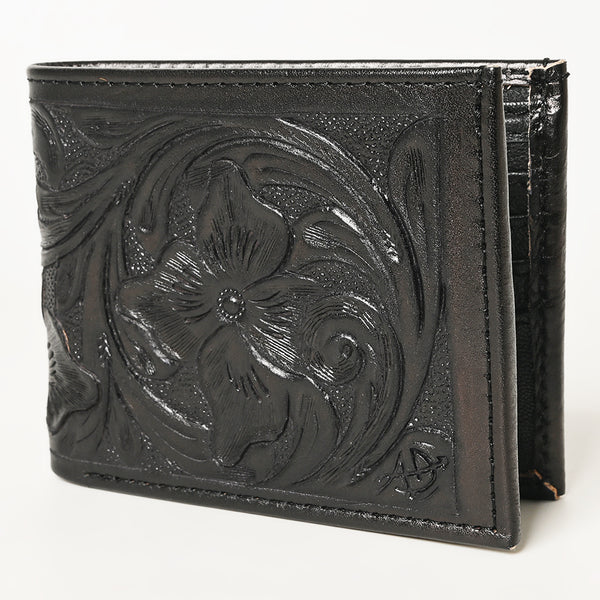 LC-ADBG1236 Hand-Tooled Leather Wallet - Western Floral Bifold Design