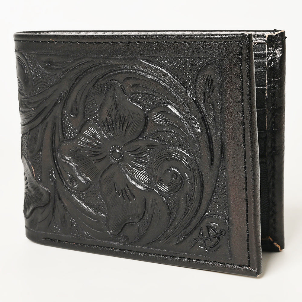 American Darling Hand Tooled Leather Bifold Wallet | Floral Carved Purse