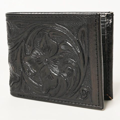 American Darling Hand Tooled Leather Bifold Wallet -Floral Carved Purse