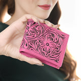 LC-ADBG1236 Hand-Tooled Leather Wallet - Western Floral Bifold Design