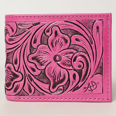 American Darling Hand Tooled Leather Bifold Wallet -Floral Carved Purse