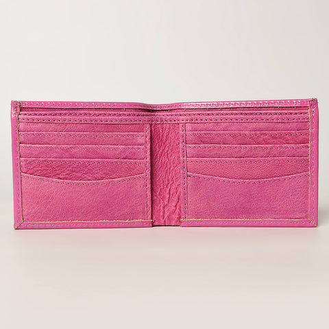 American Darling Hand Tooled Leather Bifold Wallet -Floral Carved Purse