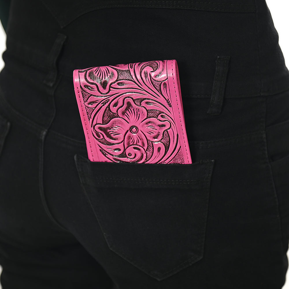 American Darling Hand Tooled Leather Bifold Wallet | Floral Carved Purse