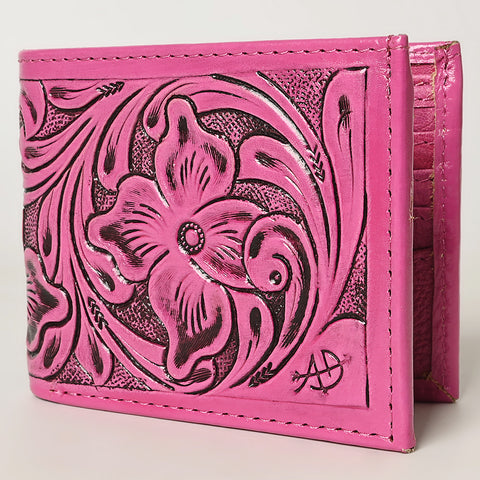 American Darling Hand Tooled Leather Bifold Wallet -Floral Carved Purse