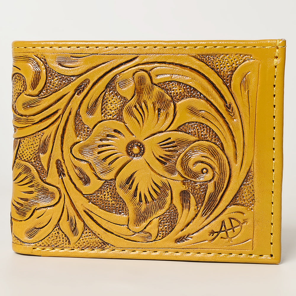 American Darling Hand Tooled Leather Bifold Wallet | Floral Carved Purse