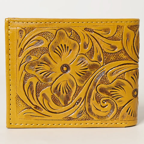 American Darling Hand Tooled Leather Bifold Wallet -Floral Carved Purse