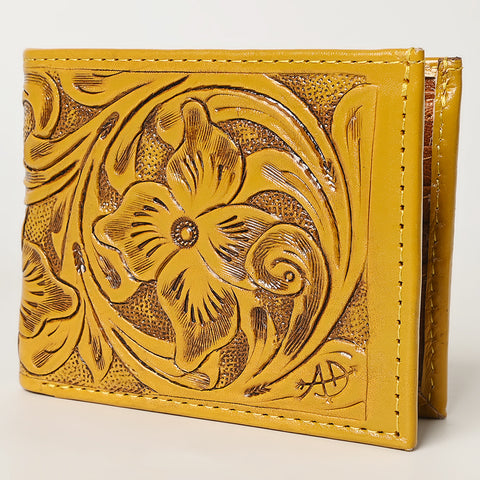 American Darling Hand Tooled Leather Bifold Wallet -Floral Carved Purse