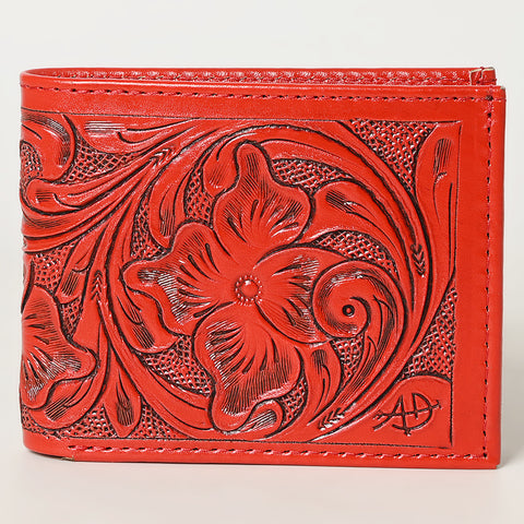 American Darling Hand Tooled Leather Bifold Wallet -Floral Carved Purse