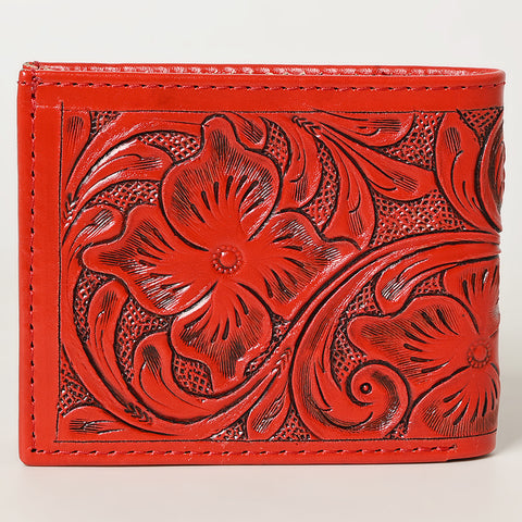 American Darling Hand Tooled Leather Bifold Wallet -Floral Carved Purse