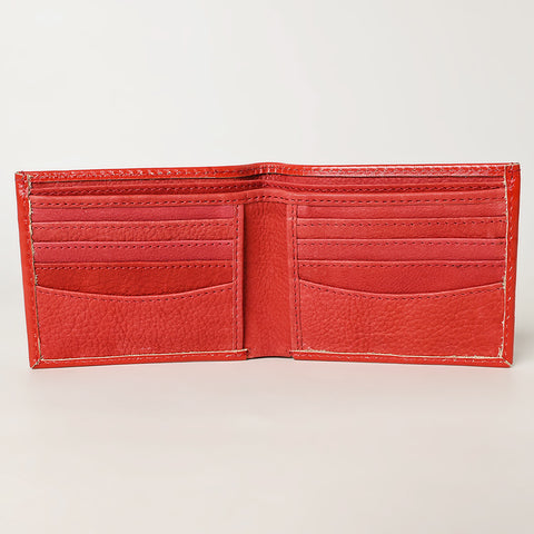 American Darling Hand Tooled Leather Bifold Wallet -Floral Carved Purse