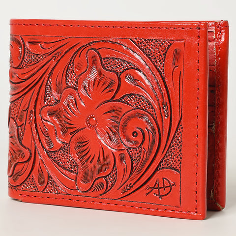 American Darling Hand Tooled Leather Bifold Wallet -Floral Carved Purse