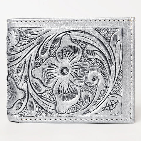 American Darling Hand Tooled Leather Bifold Wallet -Floral Carved Purse