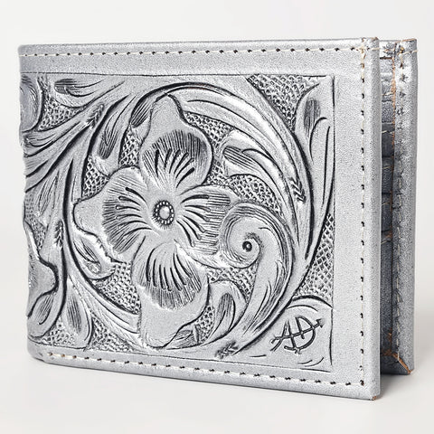American Darling Hand Tooled Leather Bifold Wallet -Floral Carved Purse