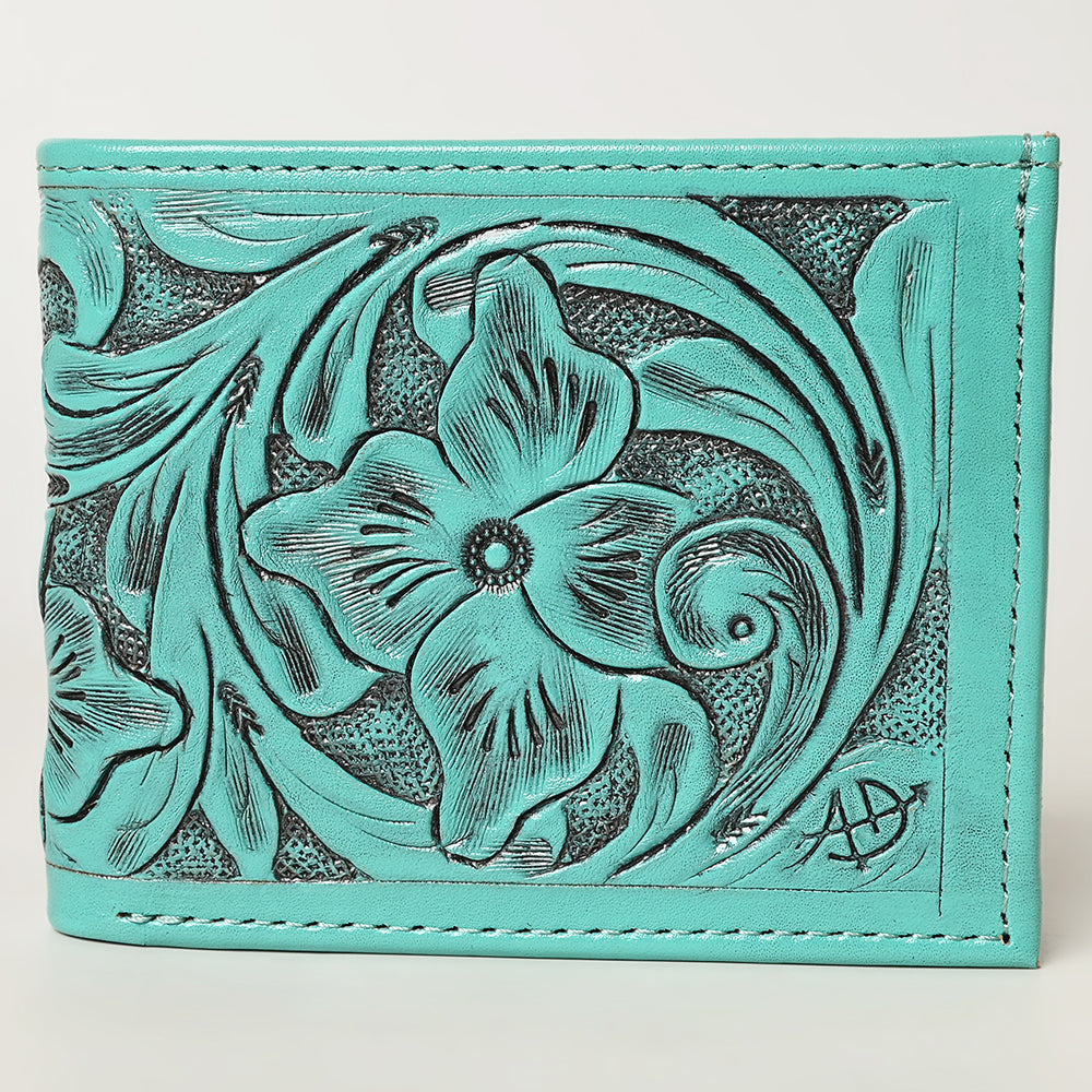 American Darling Hand Tooled Leather Bifold Wallet | Floral Carved Purse