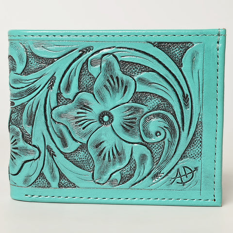 American Darling Hand Tooled Leather Bifold Wallet -Floral Carved Purse