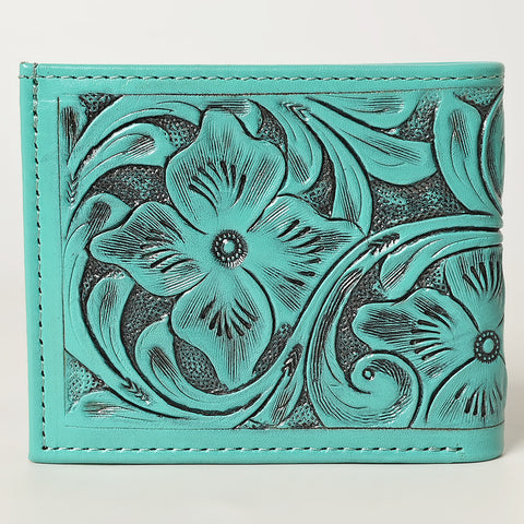 American Darling Hand Tooled Leather Bifold Wallet -Floral Carved Purse