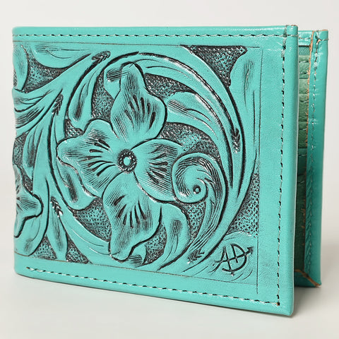 American Darling Hand Tooled Leather Bifold Wallet -Floral Carved Purse
