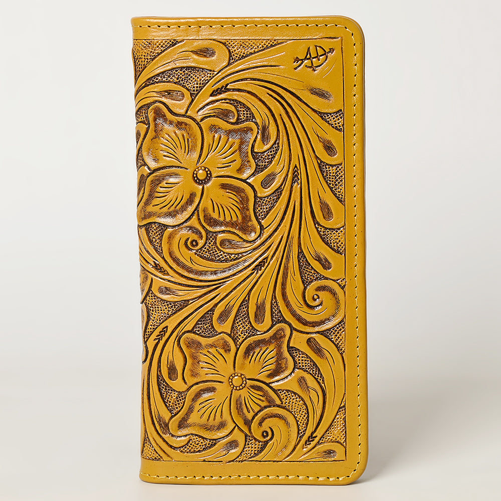 ADBG1269 Hand-Tooled Leather Long Wallet - Western Floral Rodeo Style