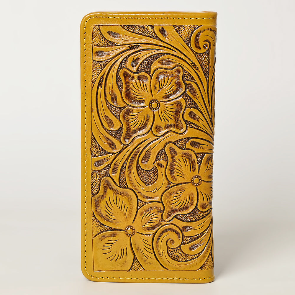 ADBG1269 Hand-Tooled Leather Long Wallet - Western Floral Rodeo Style