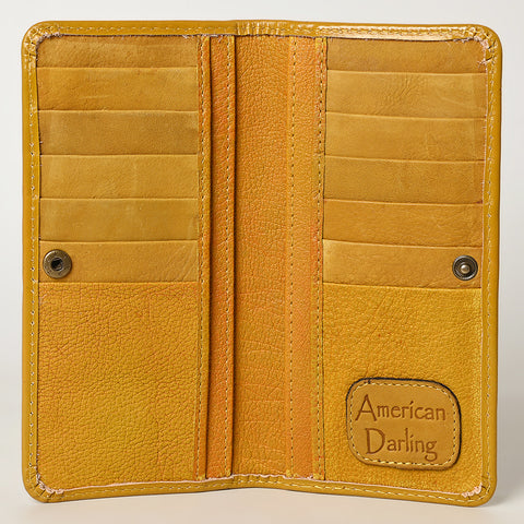American Darling Hand-Tooled Genuine Leather Western Wallet Handbag - Floral Carved Women Wallet