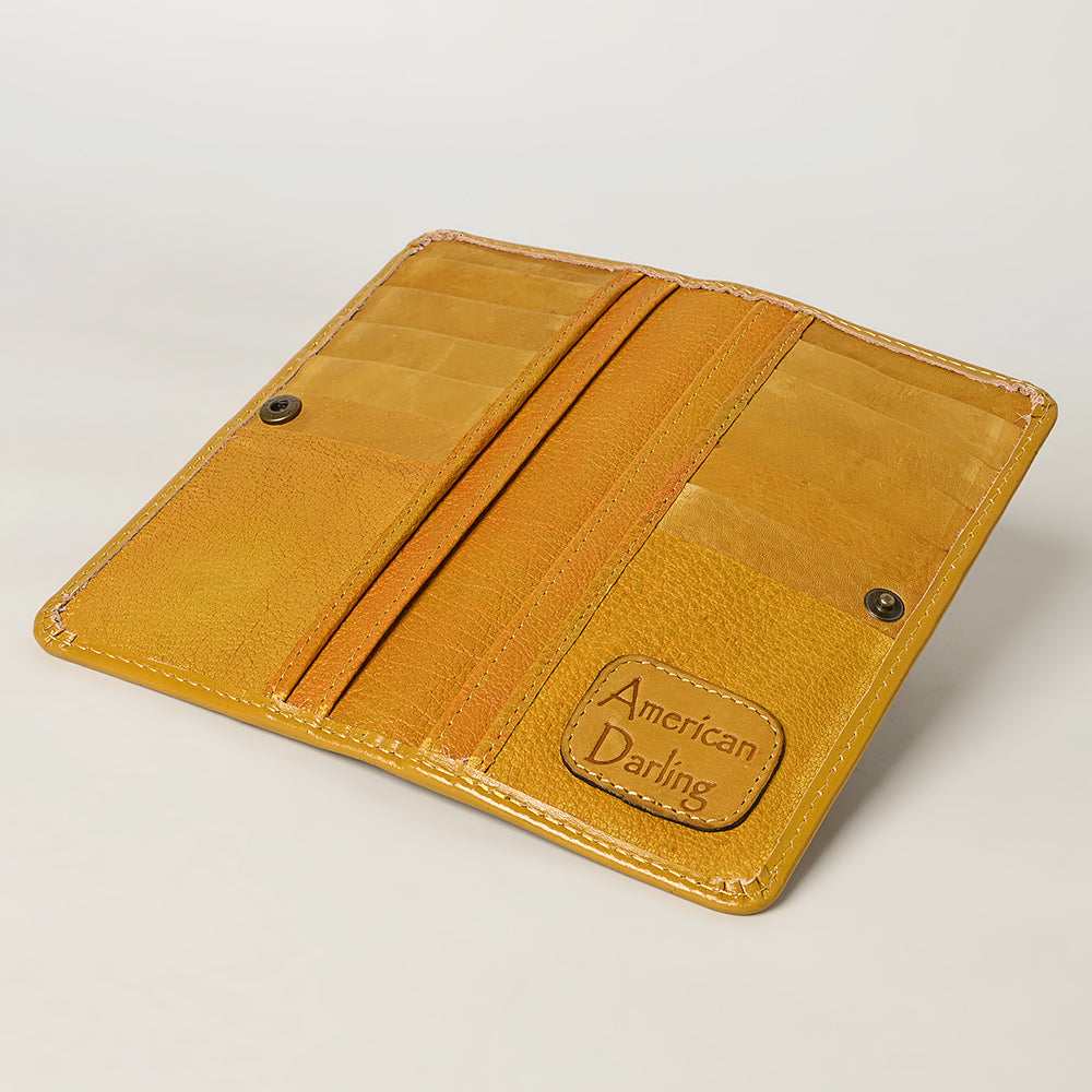 ADBG1269 Hand-Tooled Leather Long Wallet - Western Floral Rodeo Style