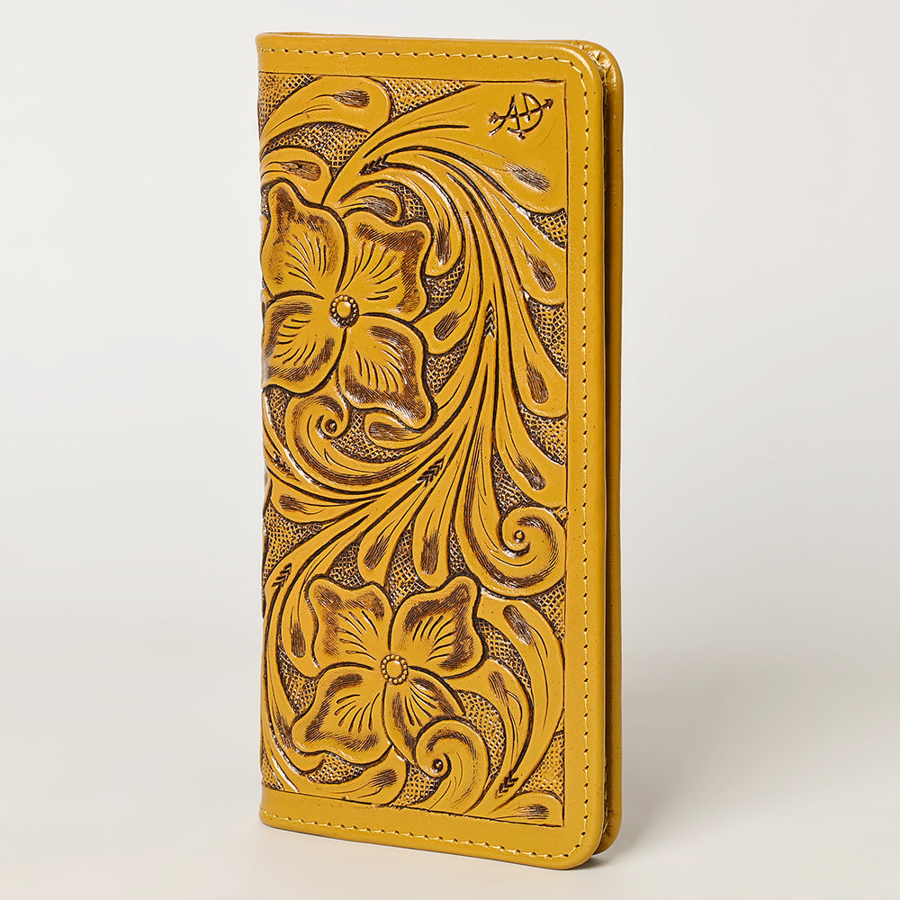 ADBG1269 Hand-Tooled Leather Long Wallet - Western Floral Rodeo Style
