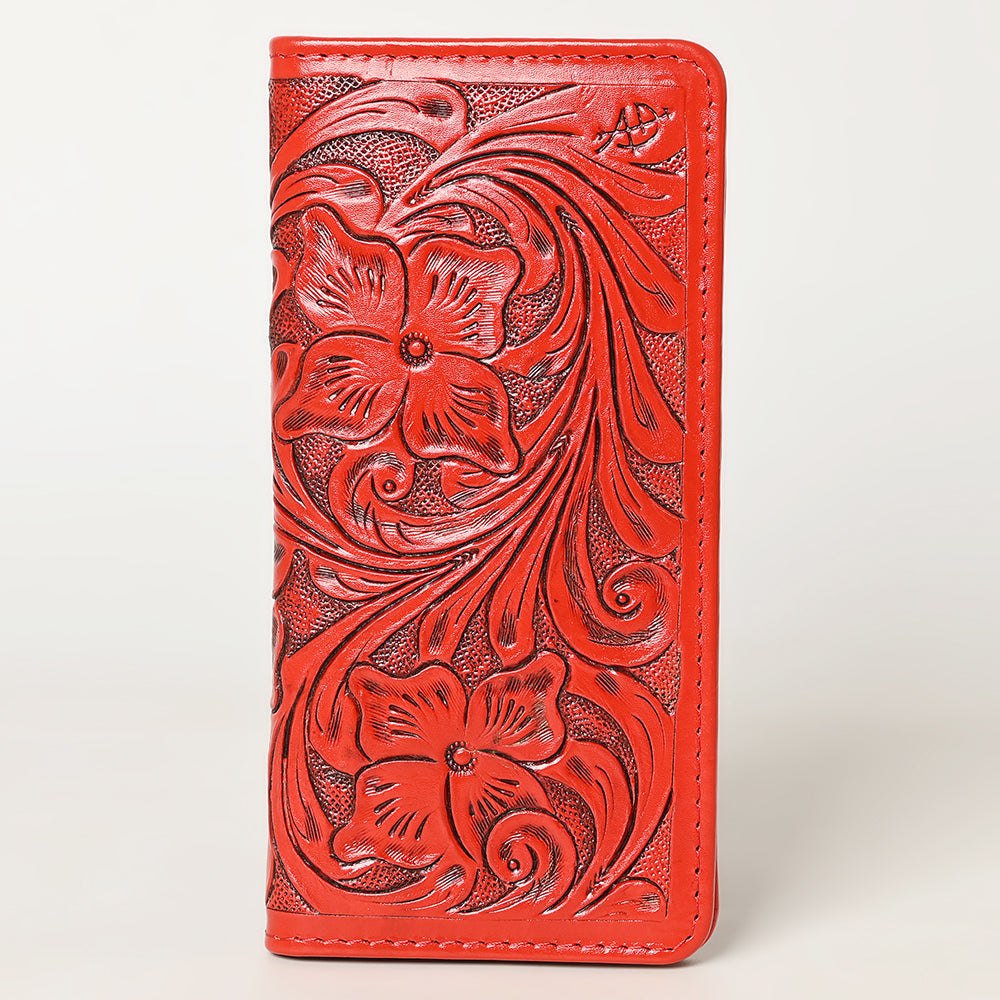 ADBG1269 Hand-Tooled Leather Long Wallet - Western Floral Rodeo Style