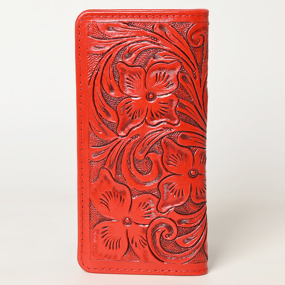 ADBG1269 Hand-Tooled Leather Long Wallet - Western Floral Rodeo Style