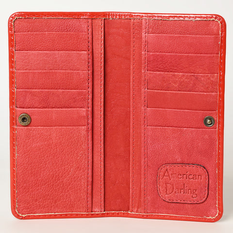 ADBG1269 American Darling Hand-Tooled Genuine Leather Western Wallet Handbag - Floral Carved Women Wallet