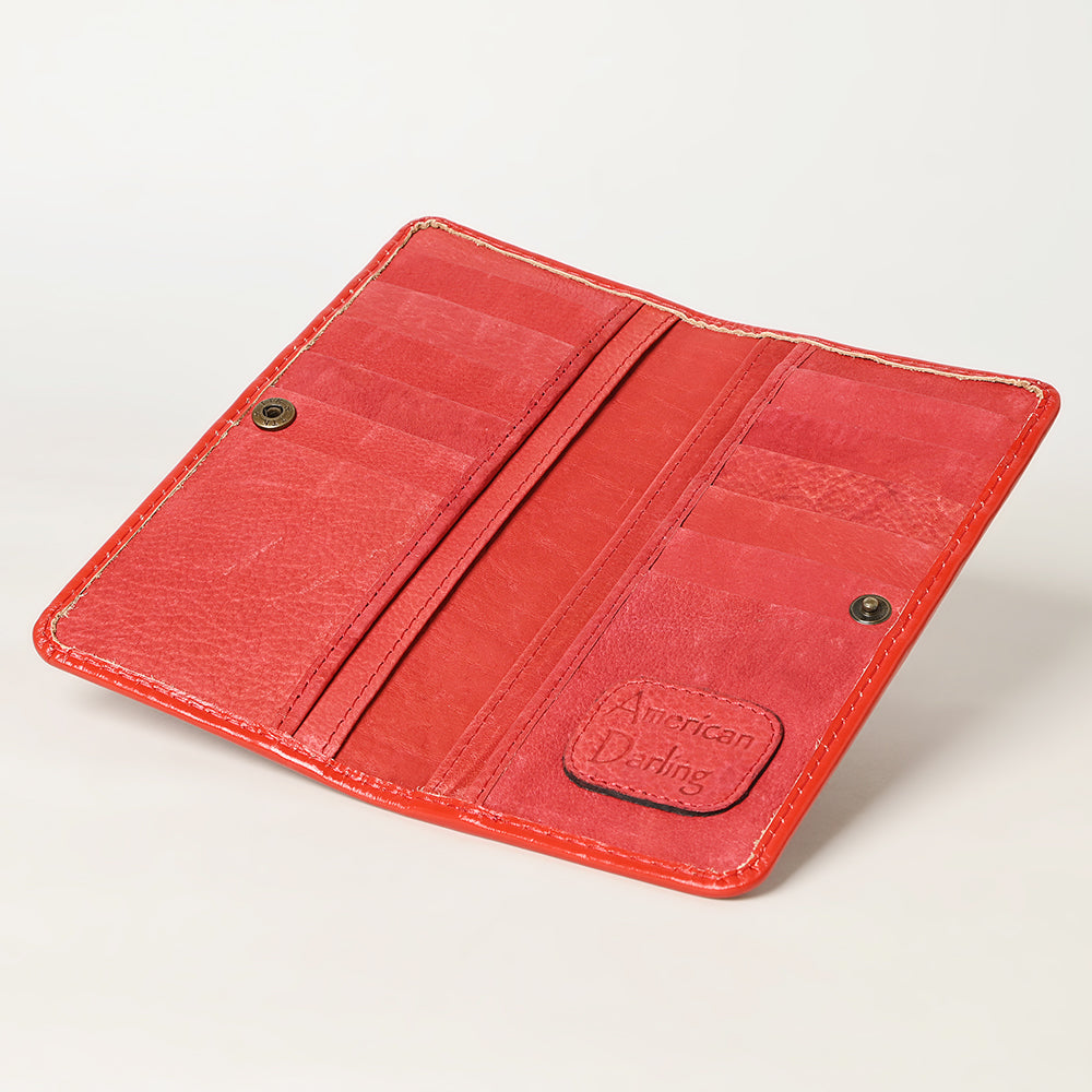 ADBG1269 Hand-Tooled Leather Long Wallet - Western Floral Rodeo Style