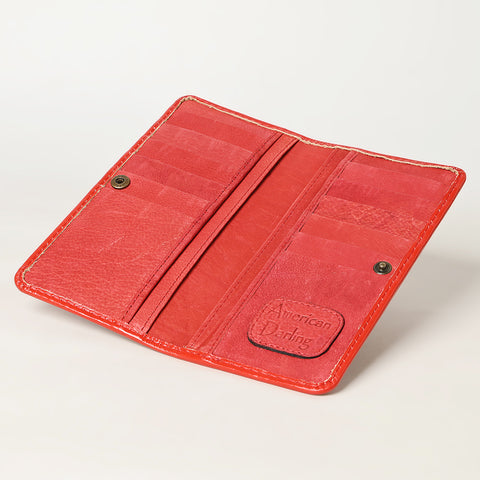 American Darling Hand-Tooled Genuine Leather Western Wallet Handbag - Floral Carved Women Wallet