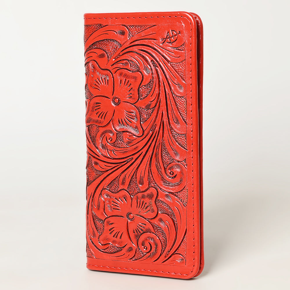 ADBG1269 Hand-Tooled Leather Long Wallet - Western Floral Rodeo Style