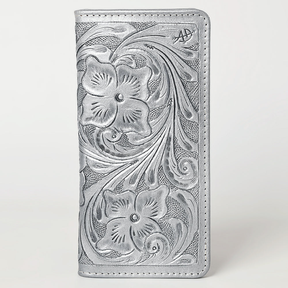 ADBG1269 Hand-Tooled Leather Long Wallet - Western Floral Rodeo Style