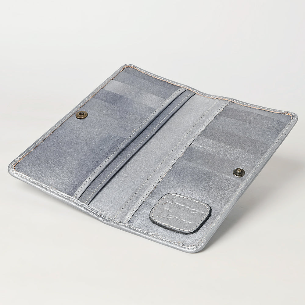 ADBG1269 Hand-Tooled Leather Long Wallet - Western Floral Rodeo Style