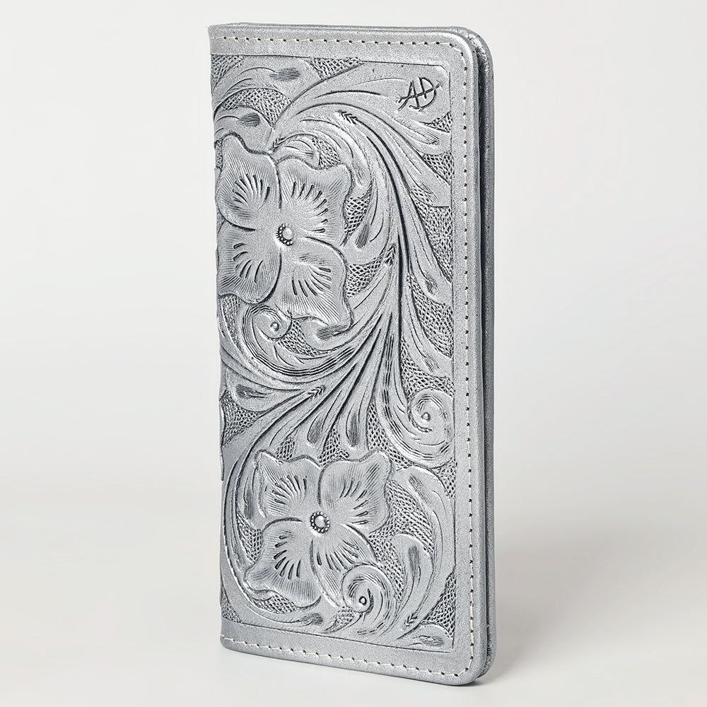 ADBG1269 Hand-Tooled Leather Long Wallet - Western Floral Rodeo Style