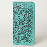 ADBG1269 Hand-Tooled Leather Long Wallet - Western Floral Rodeo Style