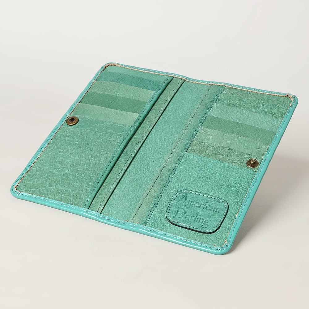 ADBG1269 Hand-Tooled Leather Long Wallet - Western Floral Rodeo Style