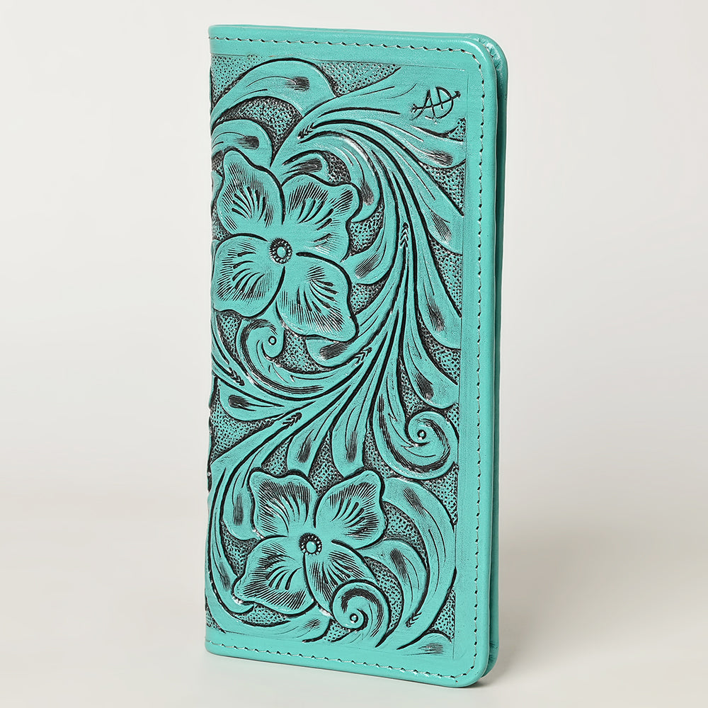 ADBG1269 Hand-Tooled Leather Long Wallet - Western Floral Rodeo Style