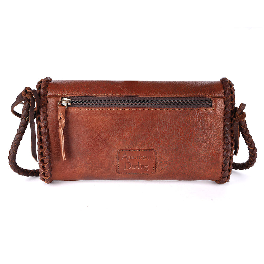 ADBGM267 Mini Western Leather Wallet - Braided Edge & Turquoise Concho