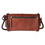 ADBGM267 Mini Western Leather Wallet - Braided Edge & Turquoise Concho