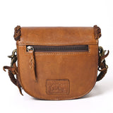 LC-ADBGM338 Fringe Leather Crossbody Bag with Turquoise Concho - Small Western Braided Flap Purse